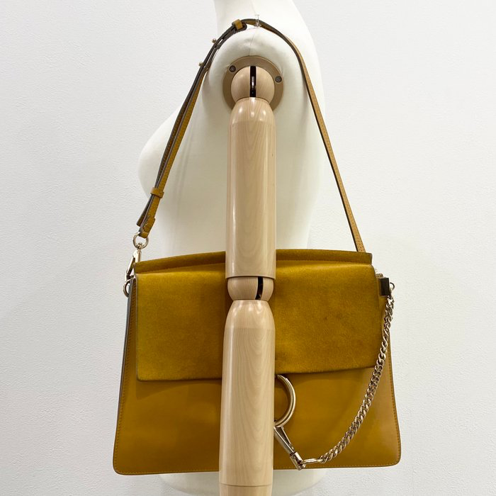 Chloé Faye Shoulder Bag – Mustard Yellow Suede & Leather