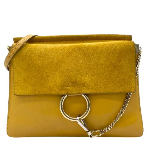 Chloé Faye Shoulder Bag – Mustard Yellow Suede & Leather