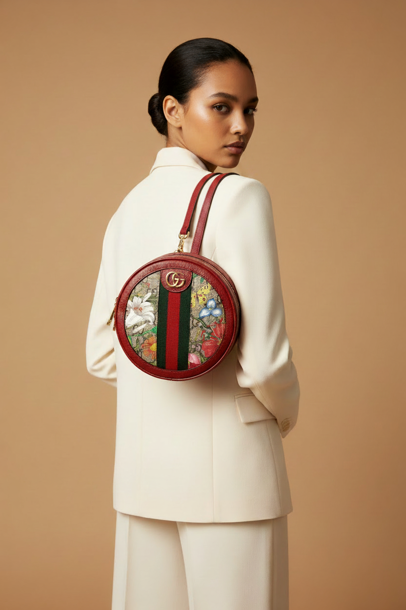 Mini sac à dos Gucci Sherry Line motif floral monogramme GG