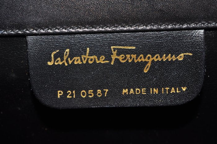 Salvatore Ferragamo Black Leather Crossbody Bag Gold HW