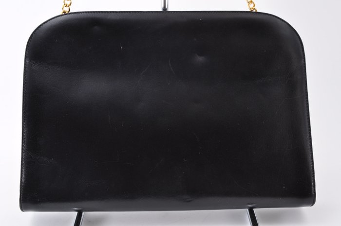 Salvatore Ferragamo Black Leather Crossbody Bag Gold HW