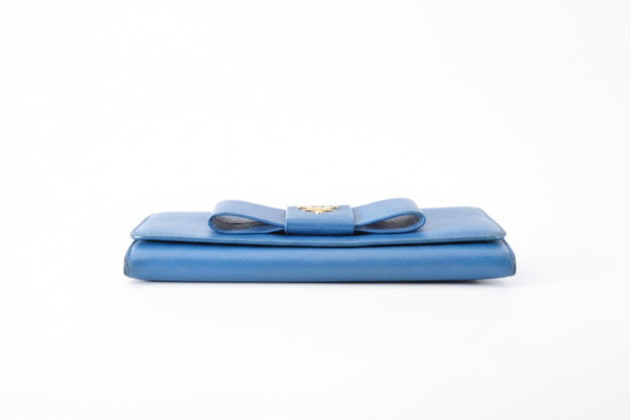 Prada Blue  Bow Continental Long Wallet