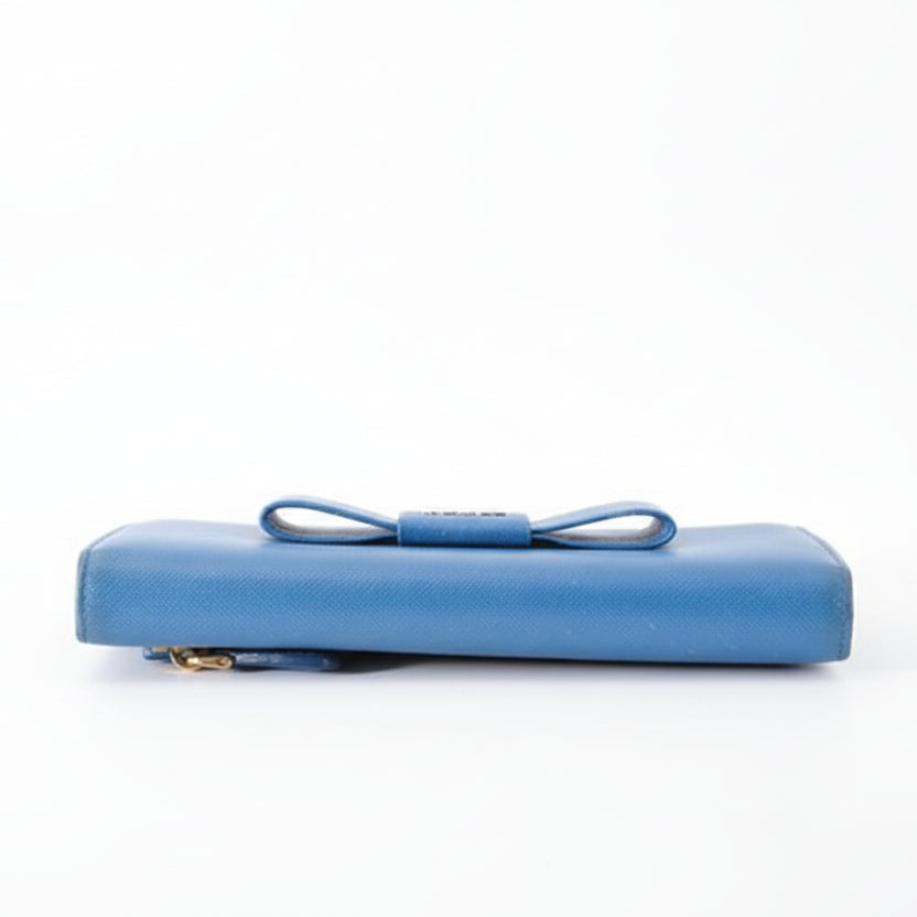 Prada Blue  Bow Continental Long Wallet