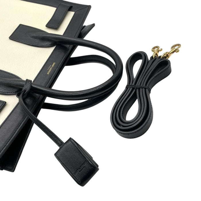 Yves Saint Laurent Sac de Jour Ivory Black Structured Tote