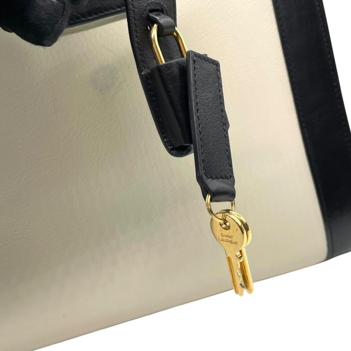 Yves Saint Laurent Sac de Jour Ivory Black Structured Tote