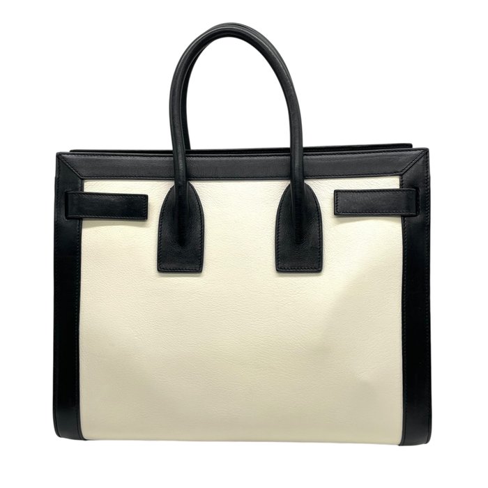 Yves Saint Laurent Sac de Jour Ivory Black Structured Tote