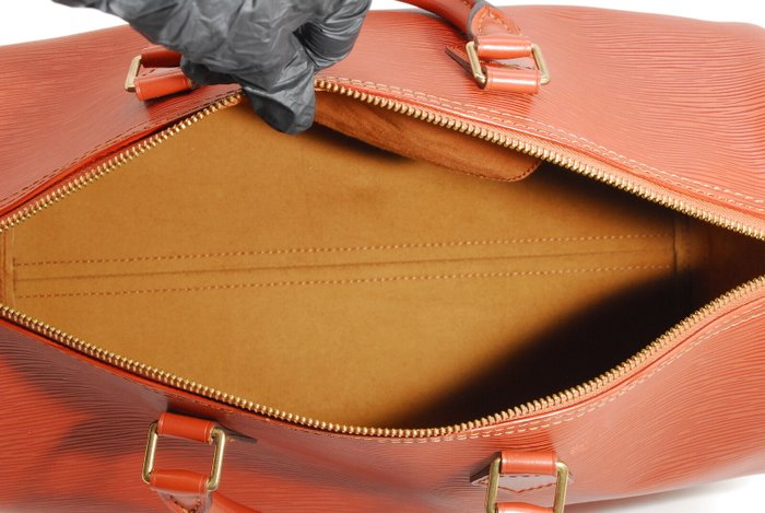 Sac à main Boston Louis Vuitton Speedy 35 en cuir Epi orange