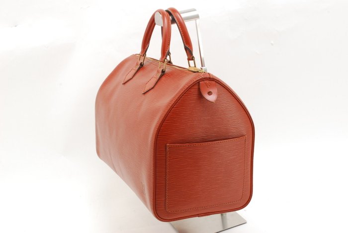 Sac à main Boston Louis Vuitton Speedy 35 en cuir Epi orange