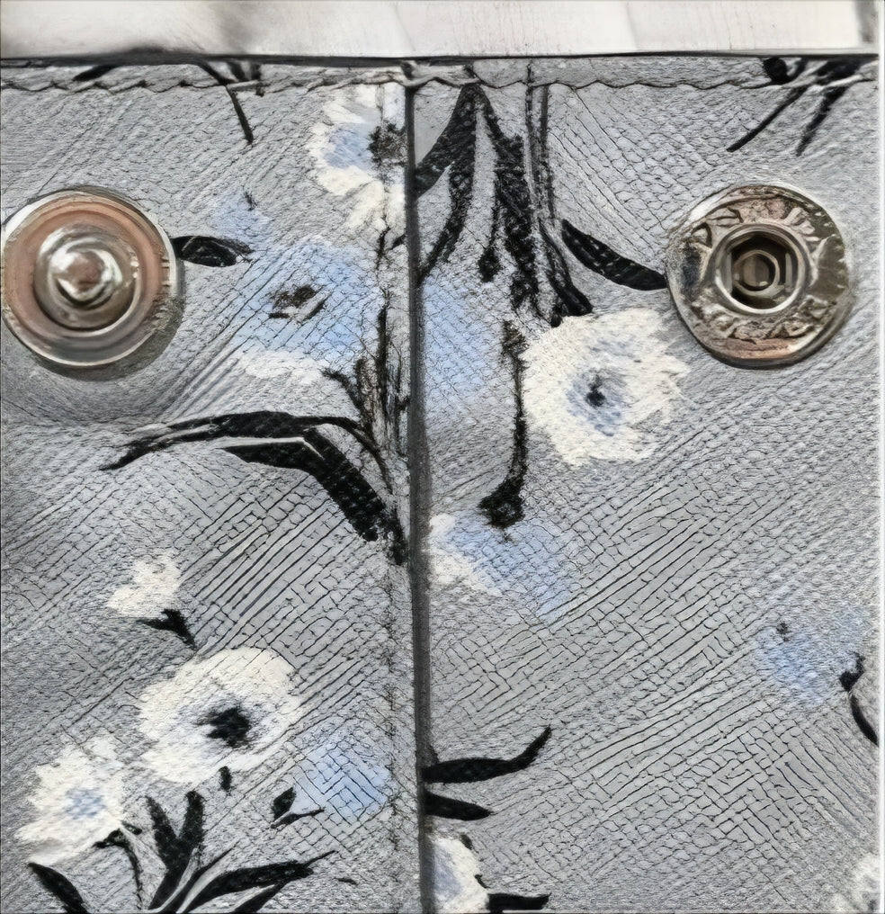 Prada Galleria Grey Saffiano Leather Floral Print Tote 2 Way Shoulder Bag