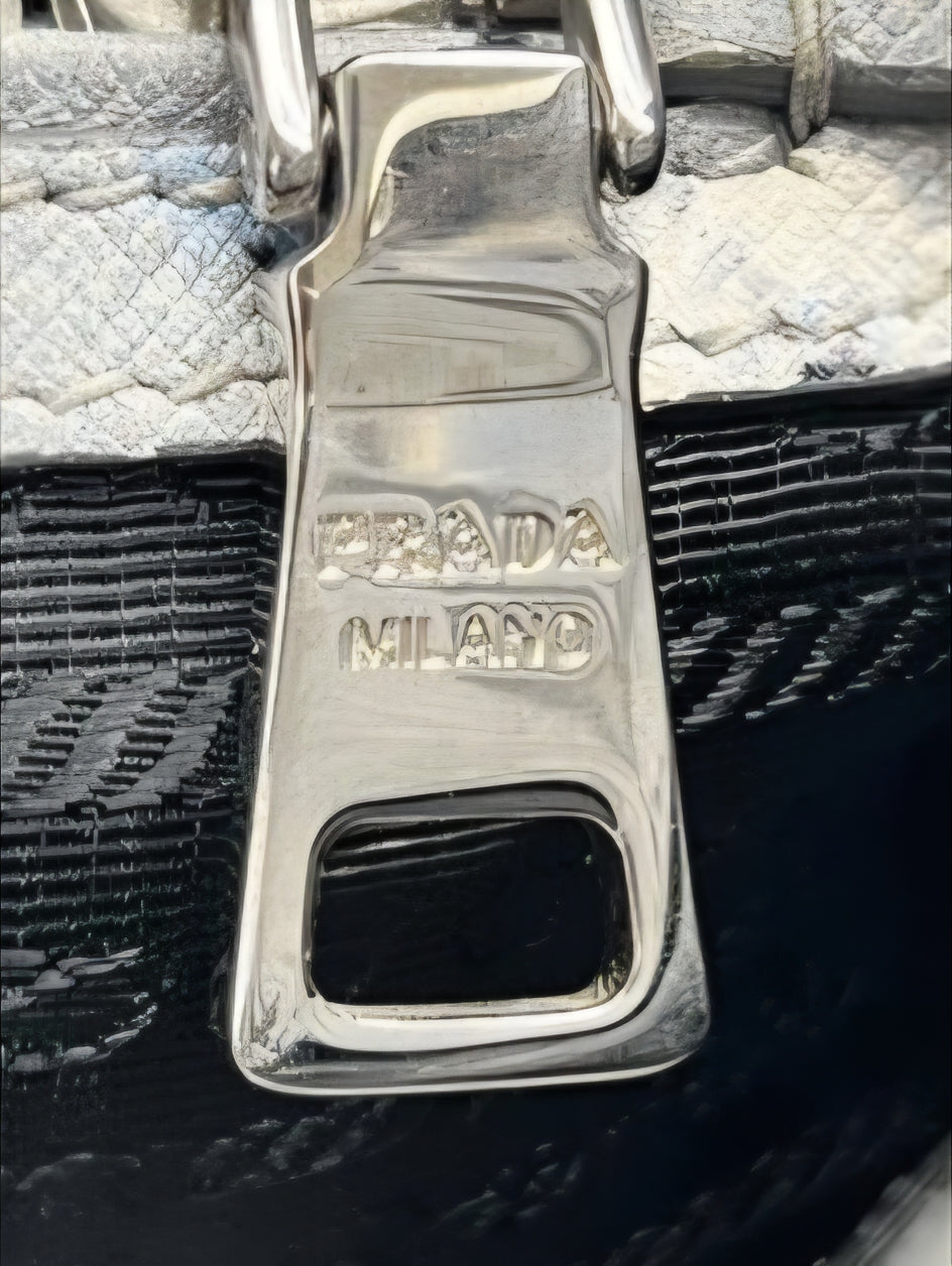 Prada Galleria Grey Saffiano Leather Floral Print Tote 2 Way Shoulder Bag
