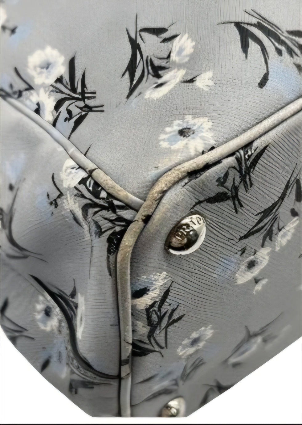 Prada Galleria Grey Saffiano Leather Floral Print Tote 2 Way Shoulder Bag