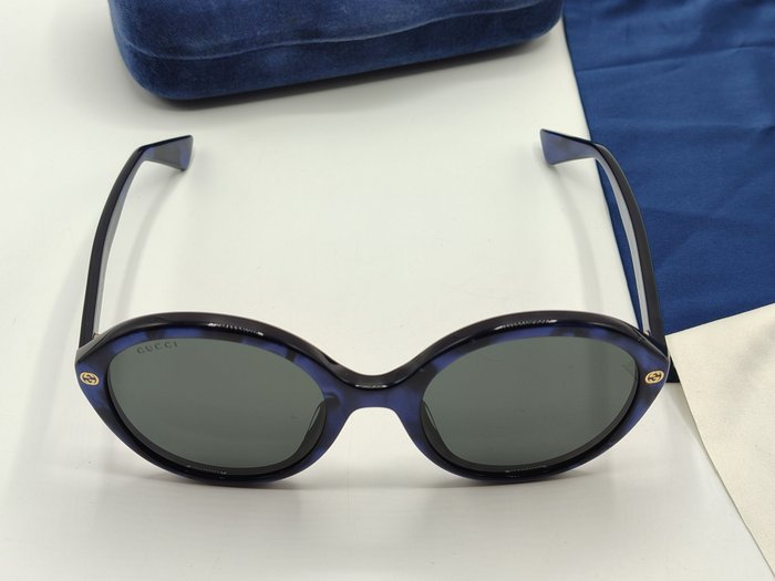 Gucci GG0023S  Blue Gold Bee Motif Gradient lens Sunglasses
