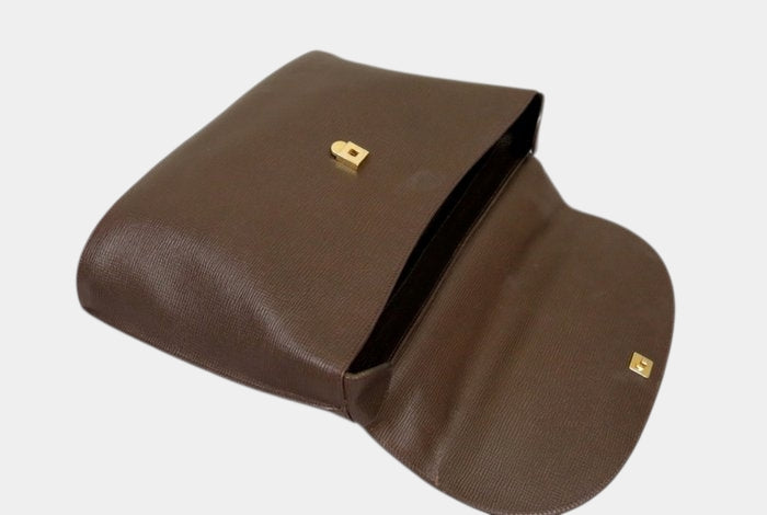 Fendi Suede Leather Handbag Brown  Hardware Classic Shoulder bag