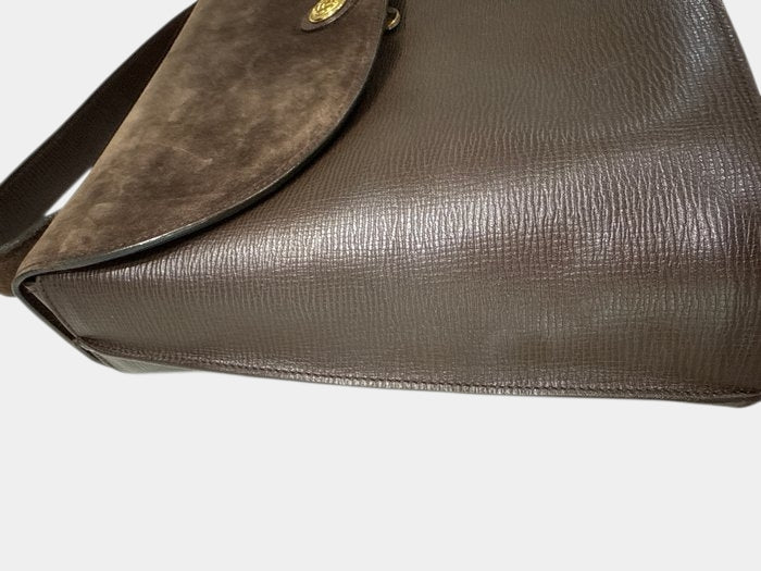 Fendi Suede Leather Handbag Brown  Hardware Classic Shoulder bag