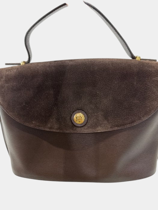Fendi Suede Leather Handbag Brown  Hardware Classic Shoulder bag