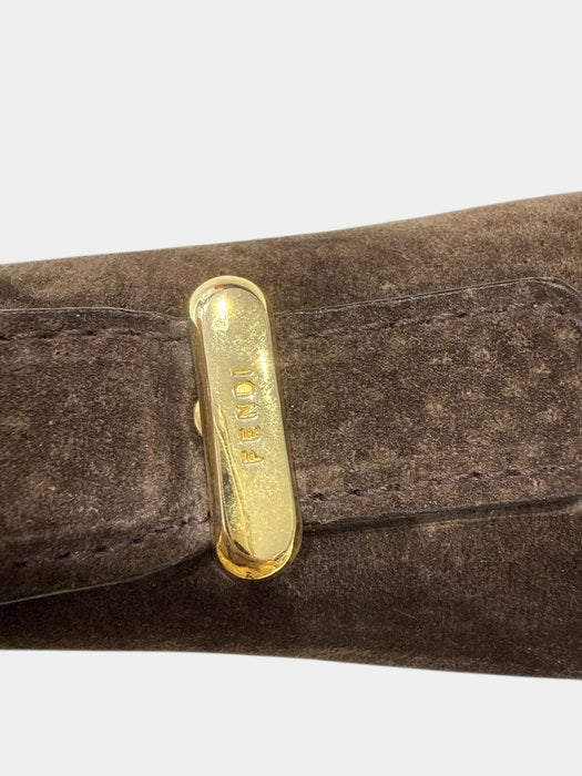 Fendi Suede Leather Handbag Brown  Hardware Classic Shoulder bag