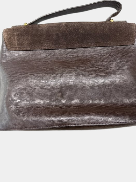Fendi Suede Leather Handbag Brown  Hardware Classic Shoulder bag