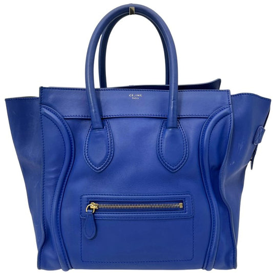 Sac cabas Celine Mini Luggage en cuir bleu Style Phantom emblématique