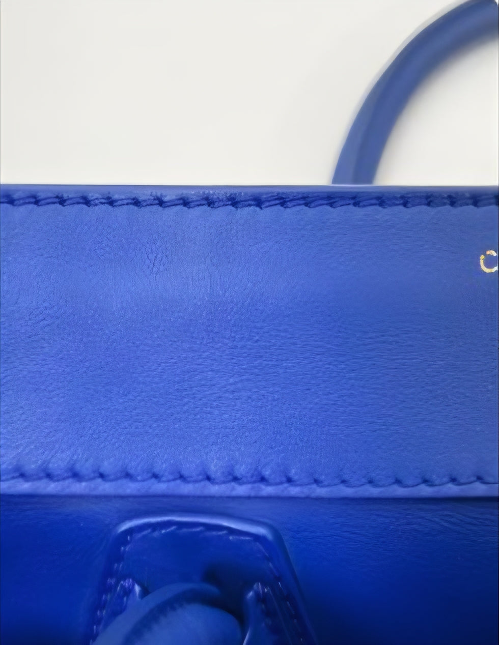Celine Mini Luggage Tote Blue Leather  Bag Iconic Phantom Style
