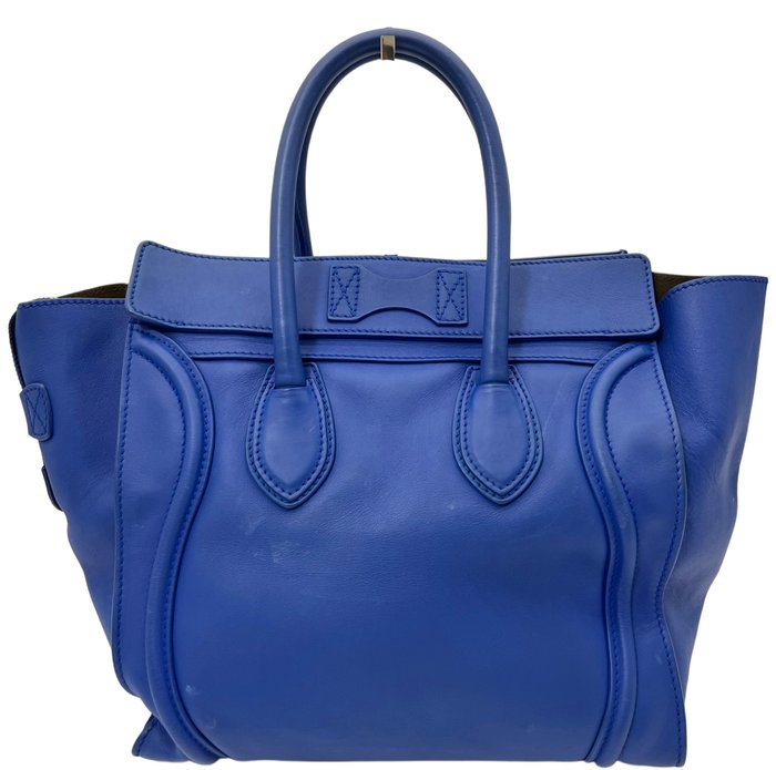 Celine Mini Luggage Tote Blue Leather  Bag Iconic Phantom Style