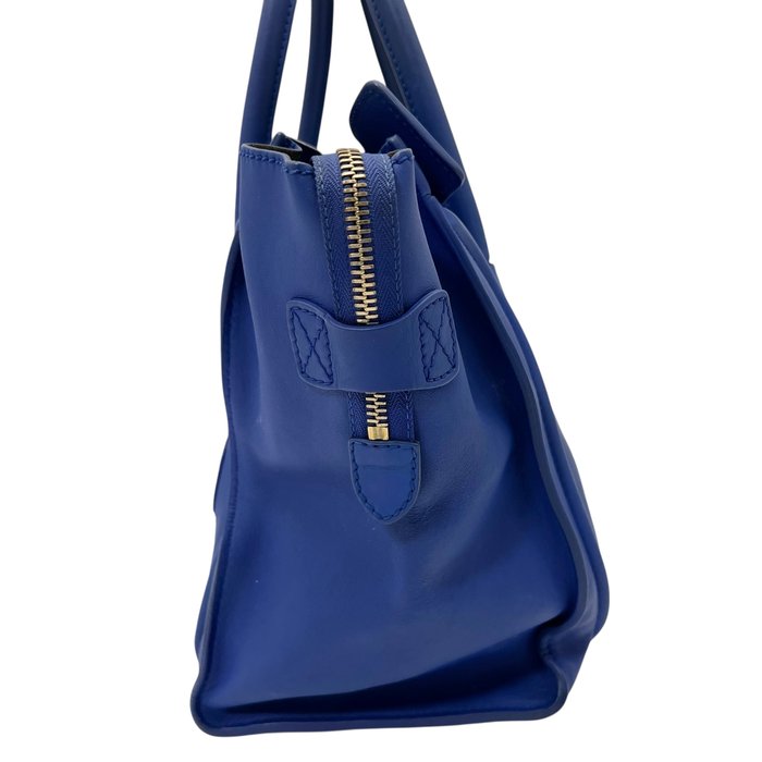 Celine Mini Luggage Tote Blue Leather  Bag Iconic Phantom Style