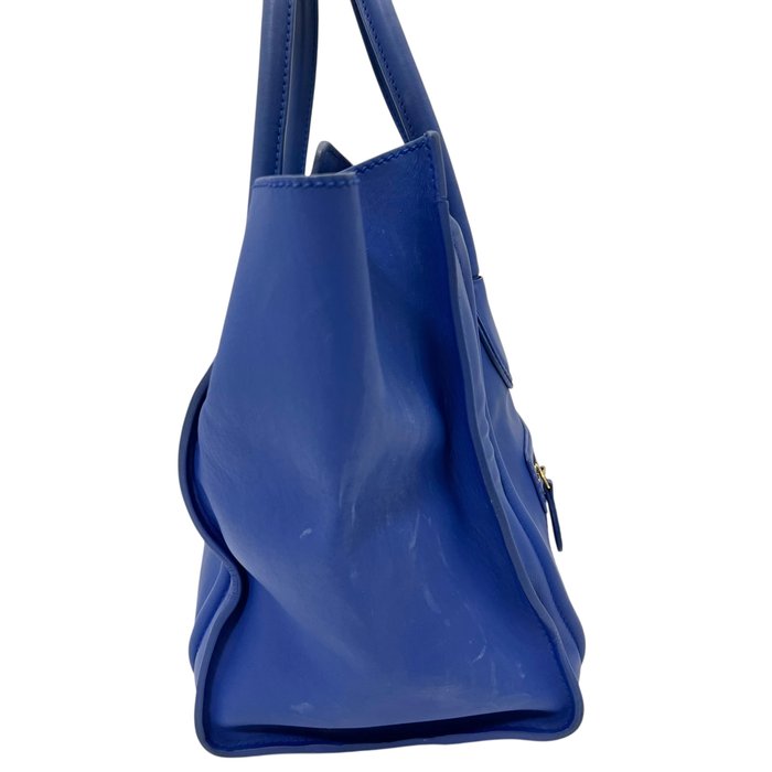 Celine Mini Luggage Tote Blue Leather  Bag Iconic Phantom Style