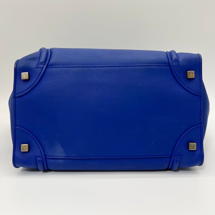 Celine Mini Luggage Tote Blue Leather  Bag Iconic Phantom Style