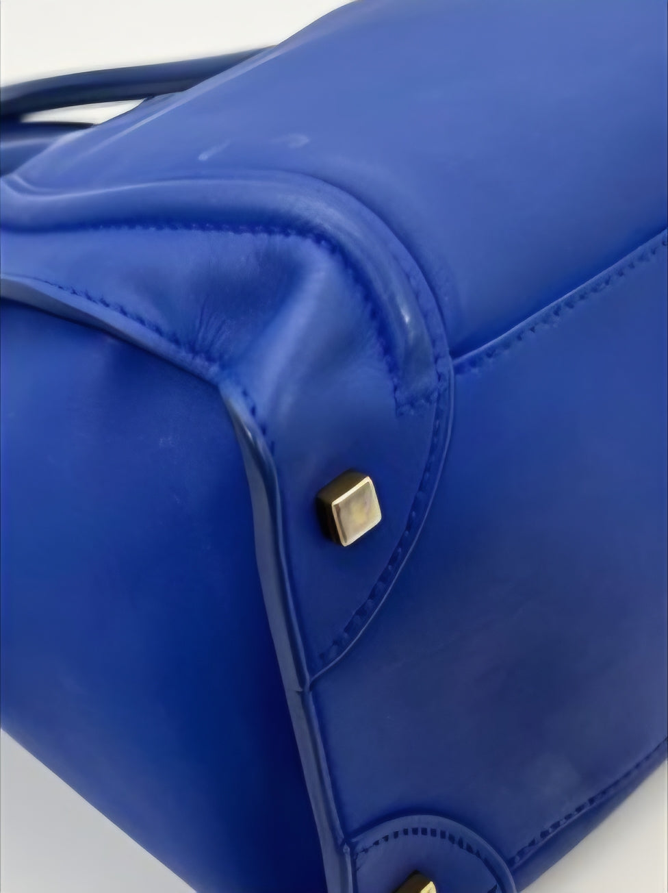 Celine Mini Luggage Tote Blue Leather  Bag Iconic Phantom Style