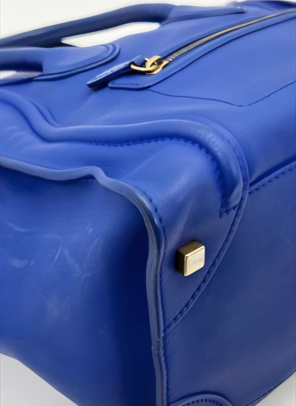 Celine Mini Luggage Tote Blue Leather  Bag Iconic Phantom Style