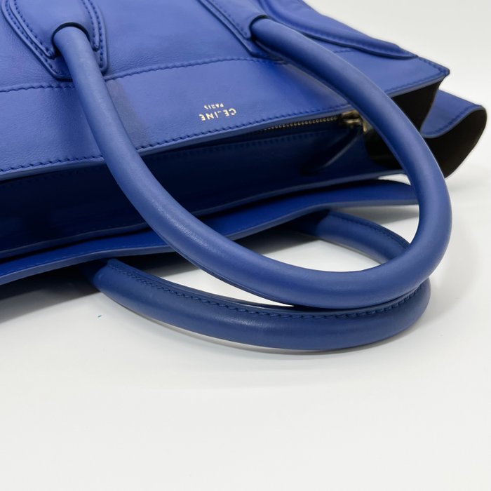 Celine Mini Luggage Tote Blue Leather  Bag Iconic Phantom Style