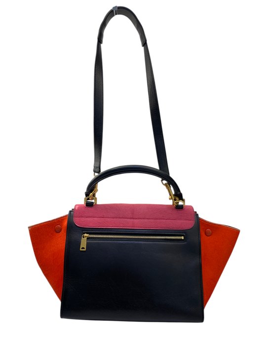 Celine Trapeze Multicolour Leather Fur Top Handle/ Crossbody bag
