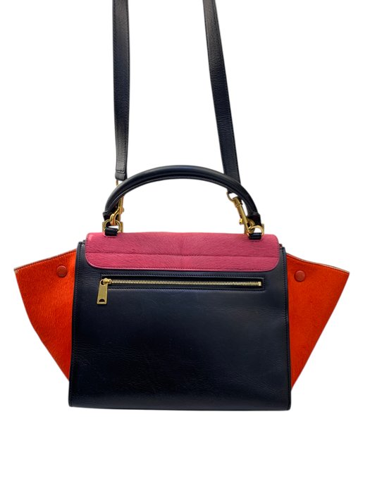 Celine Trapeze Multicolour Leather Fur Top Handle/ Crossbody bag
