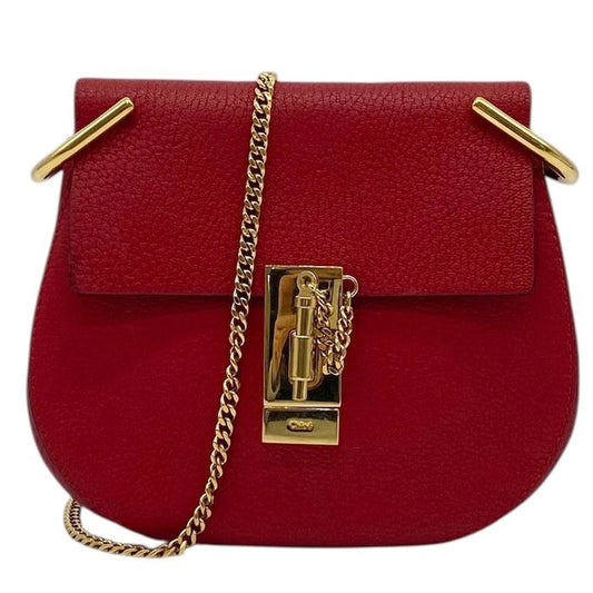 Sac bandoulière Chloé Drew en cuir rouge