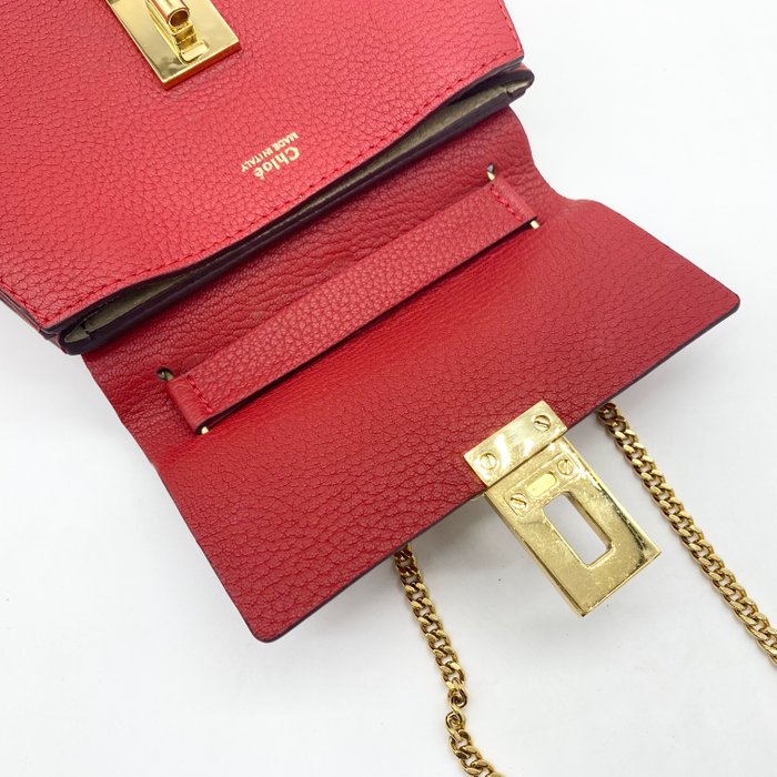 Sac bandoulière Chloé Drew en cuir rouge