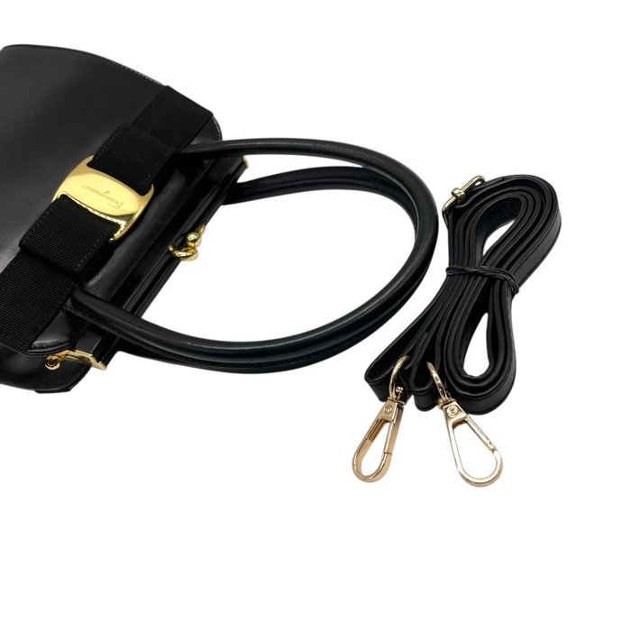 Ferragamo Vera Bow Top Handle Evening Bag with Crossbody strap