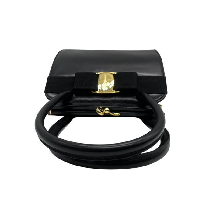 Ferragamo Vera Bow Top Handle Evening Bag with Crossbody strap