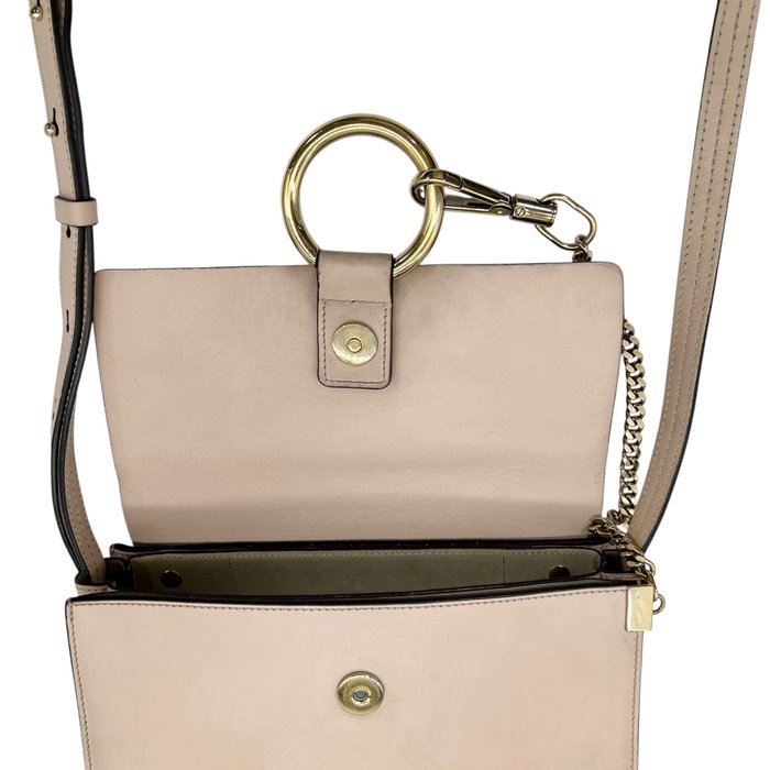 Chloe Faye Pink Suede Leather Gold Chain Crossbody bag