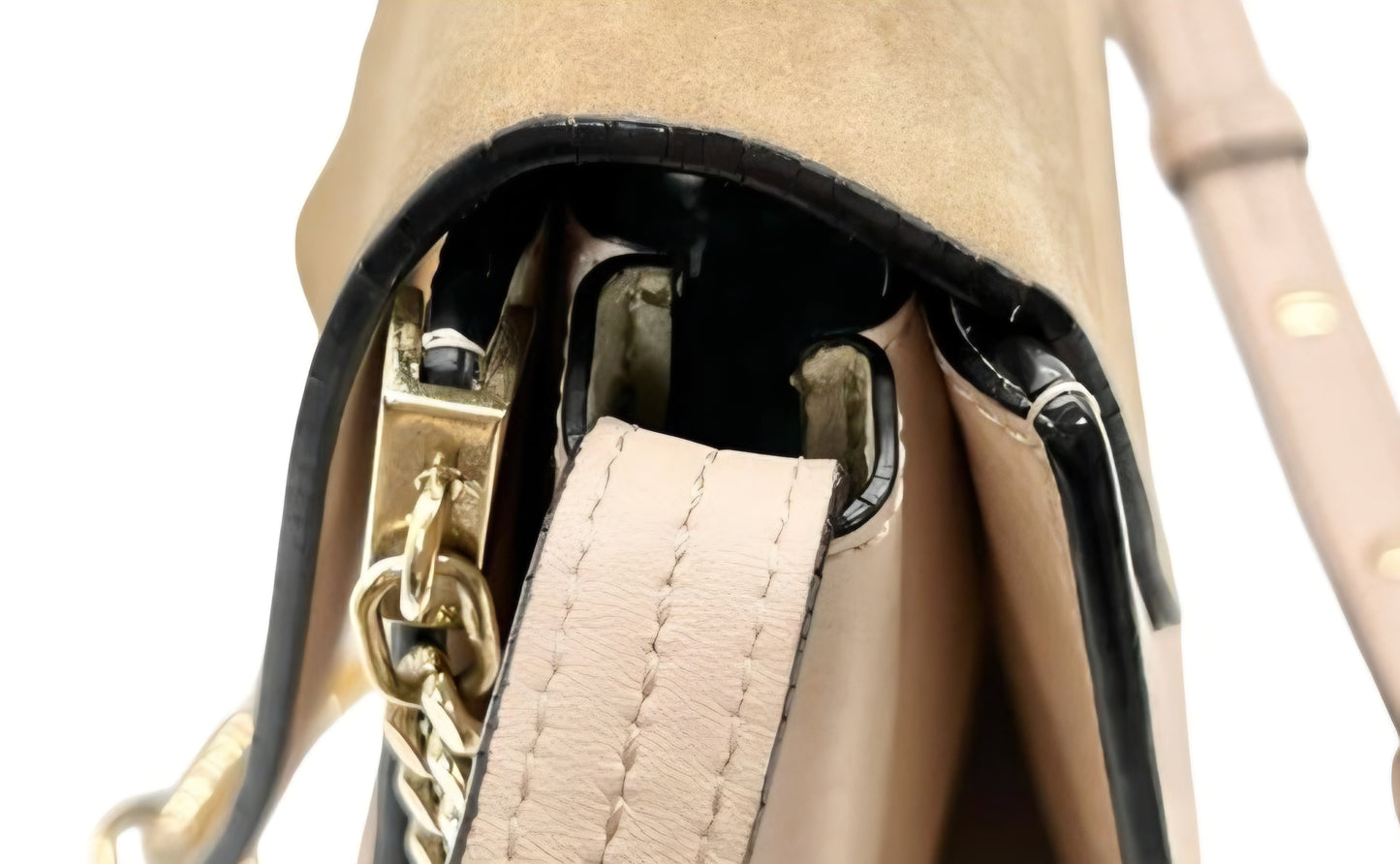 Chloe Faye Pink Suede Leather Gold Chain Crossbody bag