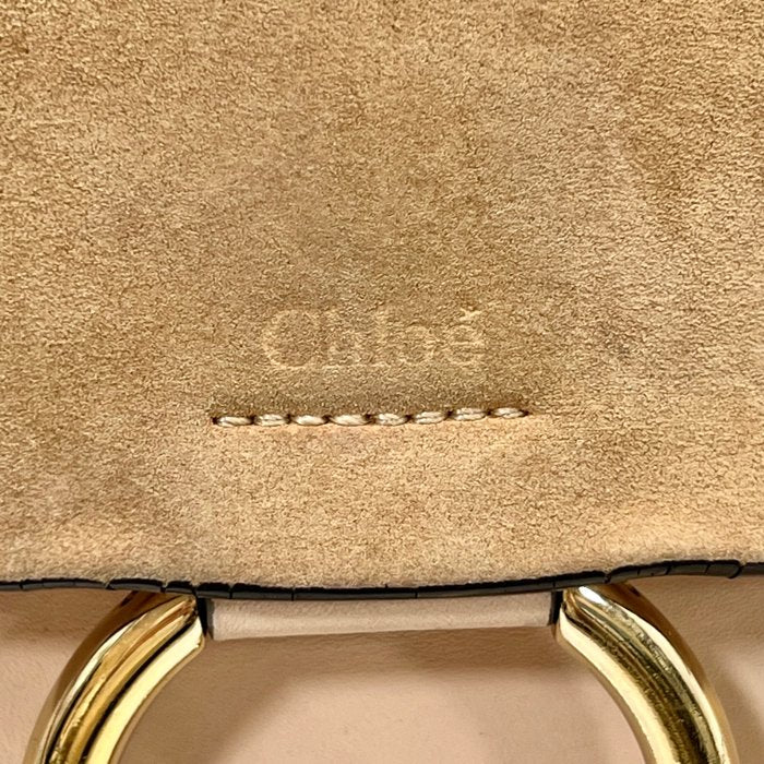 Chloe Faye Pink Suede Leather Gold Chain Crossbody bag