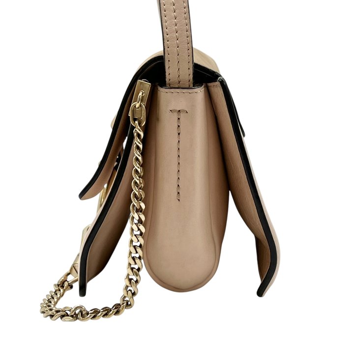 Chloe Faye Pink Suede Leather Gold Chain Crossbody bag