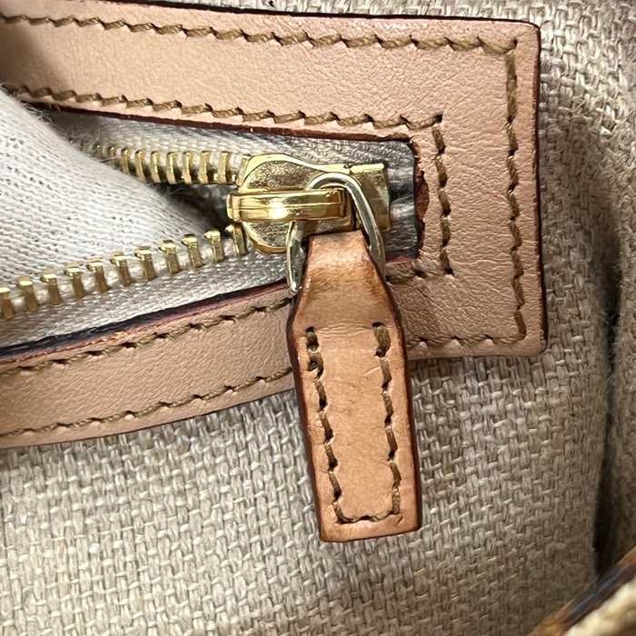 Sac à main Gucci Horsebit Flora en toile beige