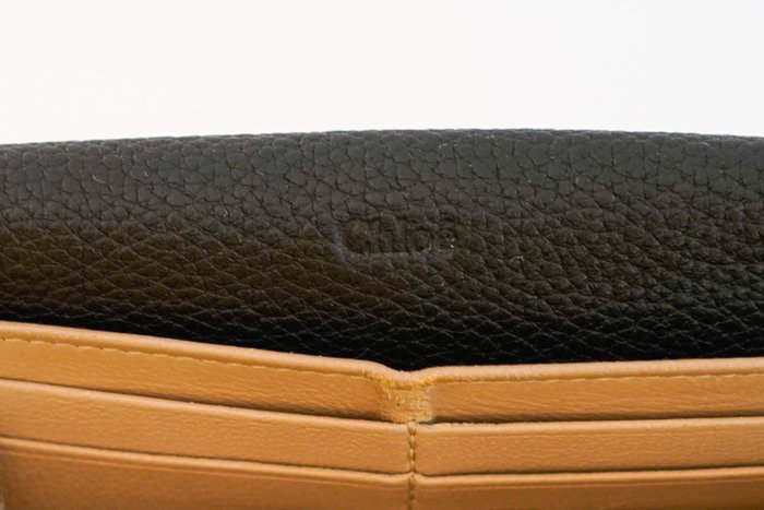 Chloe Georgia Wallet Black Leather Double Flap Long Wallet