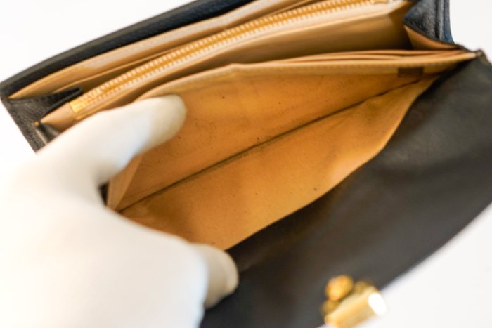 Chloe Georgia Wallet Black Leather Double Flap Long Wallet