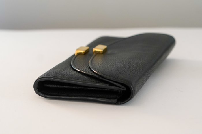 Chloe Georgia Wallet Black Leather Double Flap Long Wallet