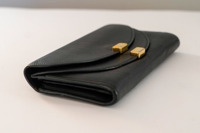 Chloe Georgia Wallet Black Leather Double Flap Long Wallet