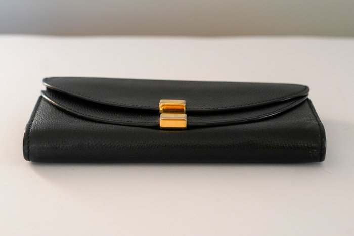 Chloe Georgia Wallet Black Leather Double Flap Long Wallet