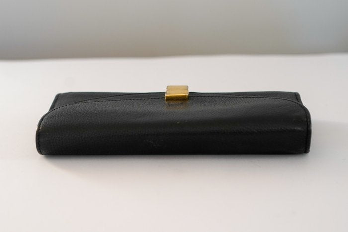 Chloe Georgia Wallet Black Leather Double Flap Long Wallet