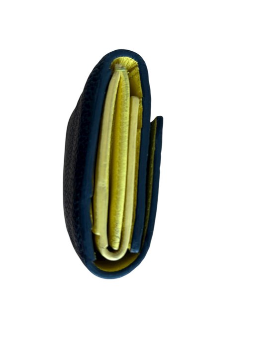 Celine Tri Fold Wallet Black and Yellow Leather Compact Wallet