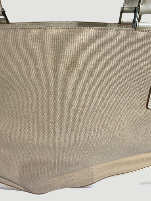 Salvatore Ferragamo Gancini 2 Way Handbag Beige Canvas Leather Shoulder Bag