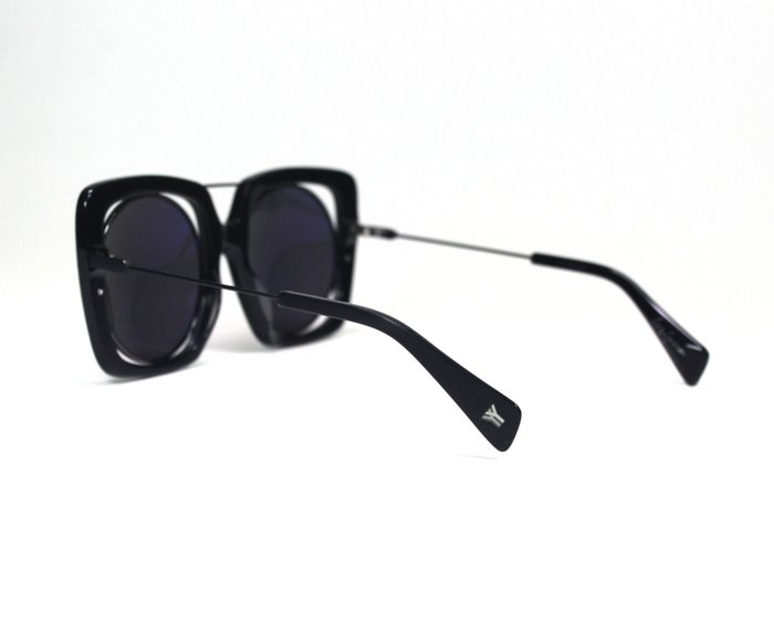 Yohji Yamamoto YY7009 Black Grey Mirrored Sunglasses